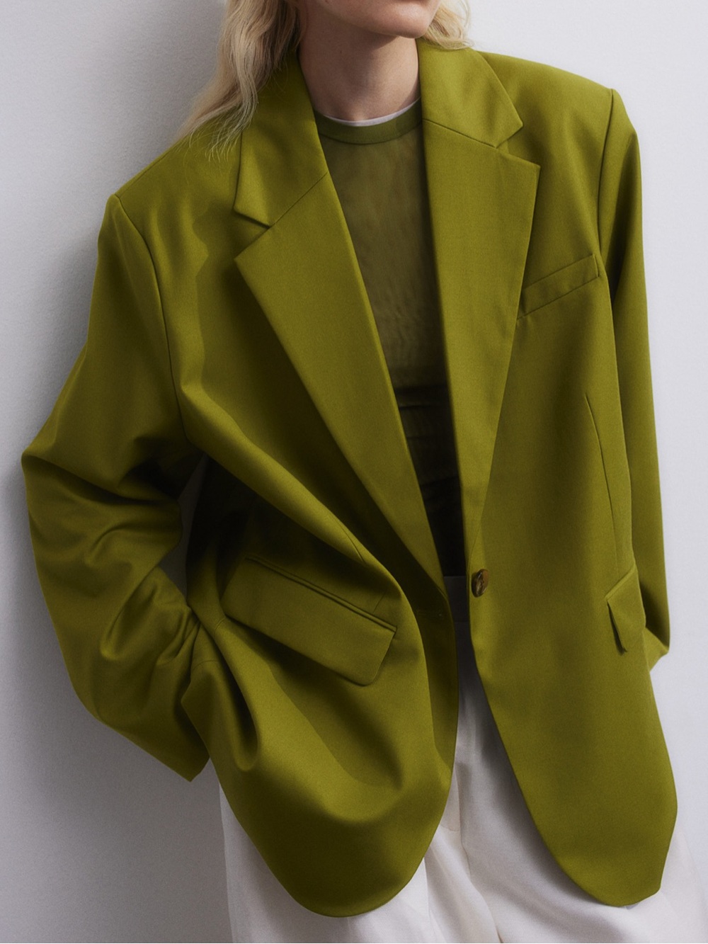 H&M Olive Green Oversized Blazer - Picture 3 of 10